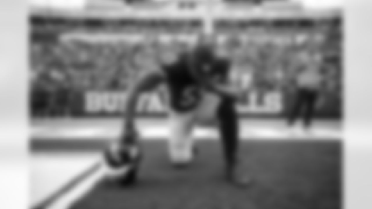 Pittsburgh Steelers linebacker Devin Bush (55) during a regular season game between the Pittsburgh Steelers and the Buffalo Bills, Sunday, Sept. 12, 2021 in Buffalo, NY. The Steelers defeated the Bills 23-16. (Karl Roser / Pittsburgh Steelers)