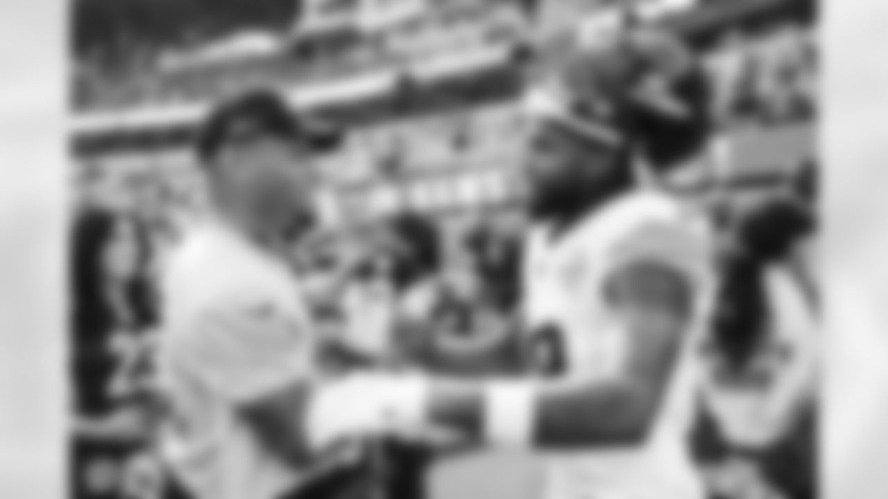 Pittsburgh Steelers wide receiver Diontae Johnson (18) and Joe Haden during a regular season game between the Pittsburgh Steelers and the Los Angeles Rams, Sunday, Oct. 22, 2023 in Los Angeles, CA. (Karl Roser / Pittsburgh Steelers)