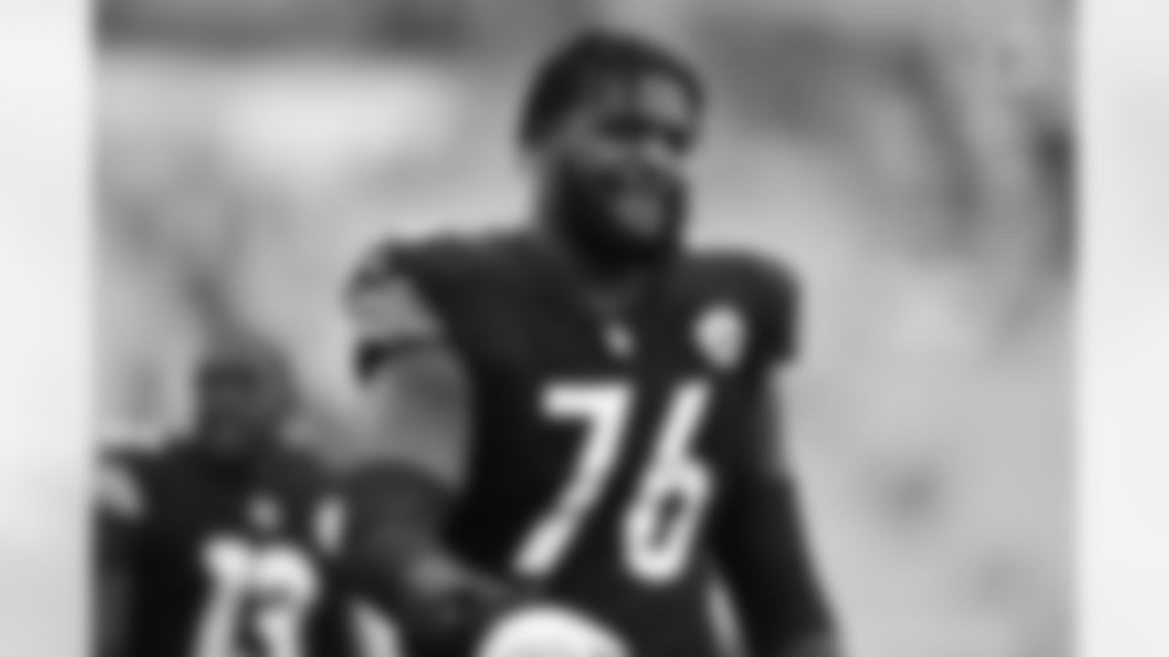 Pittsburgh Steelers offensive lineman Chukwuma Okorafor (76) during a regular season game between the Pittsburgh Steelers and the Philadelphia Eagles, Sunday, Oct. 11, 2020 in Pittsburgh, PA. (Karl Roser / Pittsburgh Steelers)