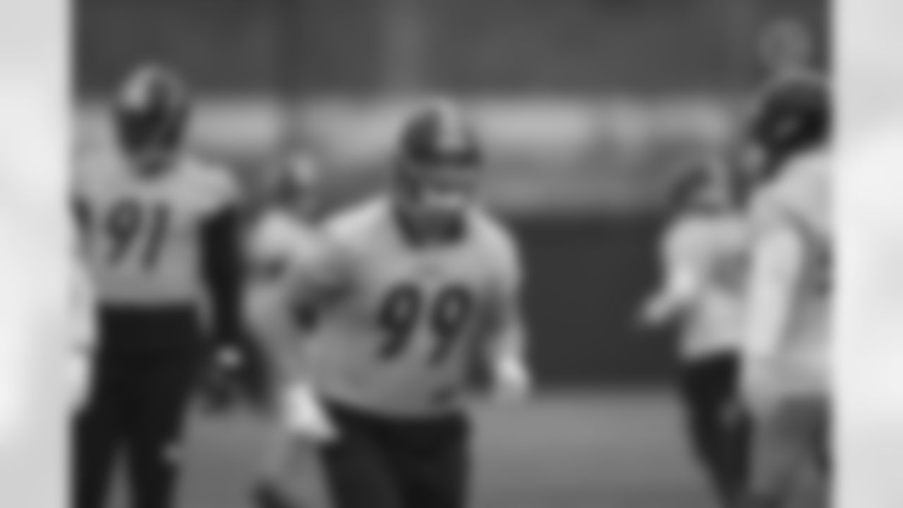 Pittsburgh Steelers defensive end Henry Mondeaux (99) practices at the UPMC Rooney Sports Complex preparing for a Week 12 matchup against the Baltimore Ravens, Wednesday, Nov. 25, 2020 in Pittsburgh, PA. (Karl Roser / Pittsburgh Steelers)