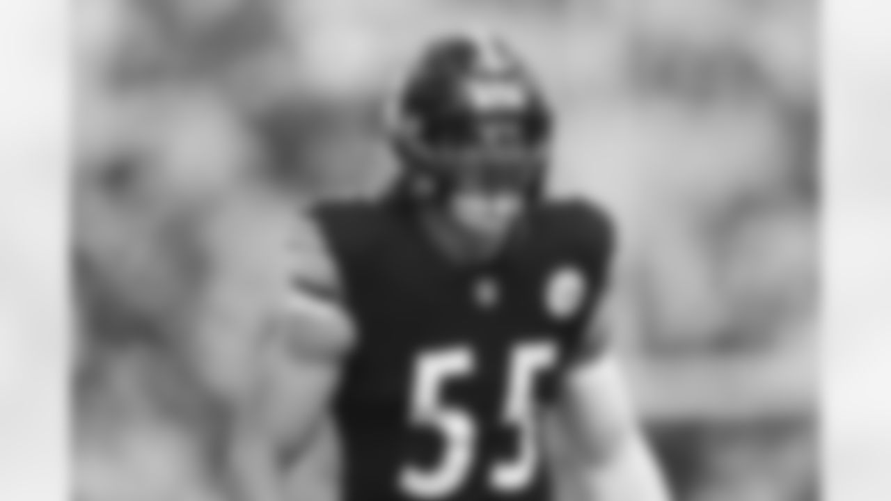 Pittsburgh Steelers linebacker Cole Holcomb (55) during a regular season game between the Pittsburgh Steelers and the Baltimore Ravens, Sunday, Oct. 8, 2023 in Pittsburgh, PA. (Karl Roser / Pittsburgh Steelers)
