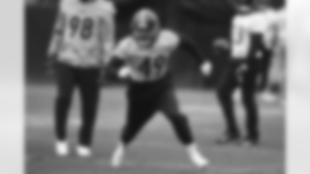 Pittsburgh Steelers defensive tackle Jacob Tuioti-Mariner (49) during practice at the UPMC Rooney Sports Complex preparing for a Week 11 matchup against the Los Angeles Chargers, Friday, Nov. 19, 2021 in Pittsburgh, PA. (Karl Roser / Pittsburgh Steelers)