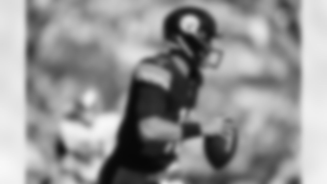 Pittsburgh Steelers quarterback Mitch Trubisky (10) during a preseason game between the Pittsburgh Steelers and the Detroit Lions, Sunday, Aug. 28, 2022 in Pittsburgh, PA. (Karl Roser / Pittsburgh Steelers)