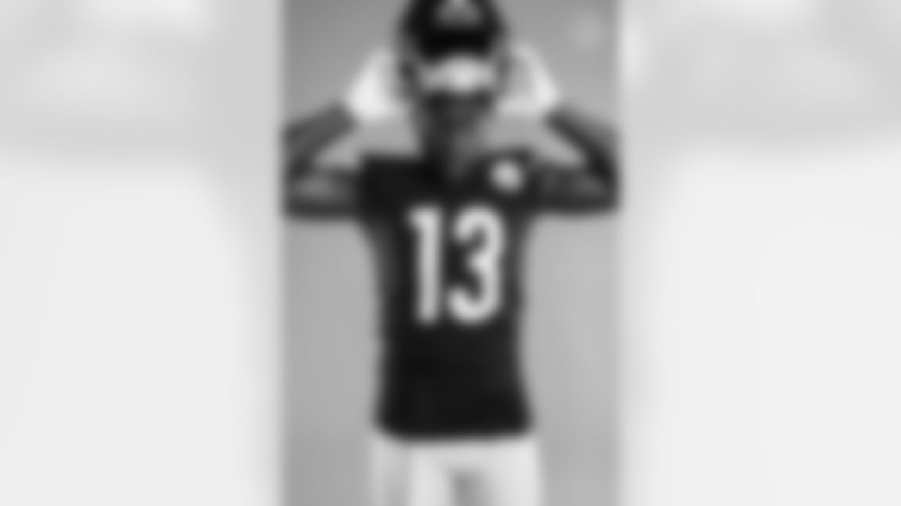 Pittsburgh Steelers wide receiver James Washington (13) poses for a photo during the Steelers 2021 media day, Friday, July 23, 2021 in Pittsburgh, PA. (Caitlyn Epes / Pittsburgh Steelers)