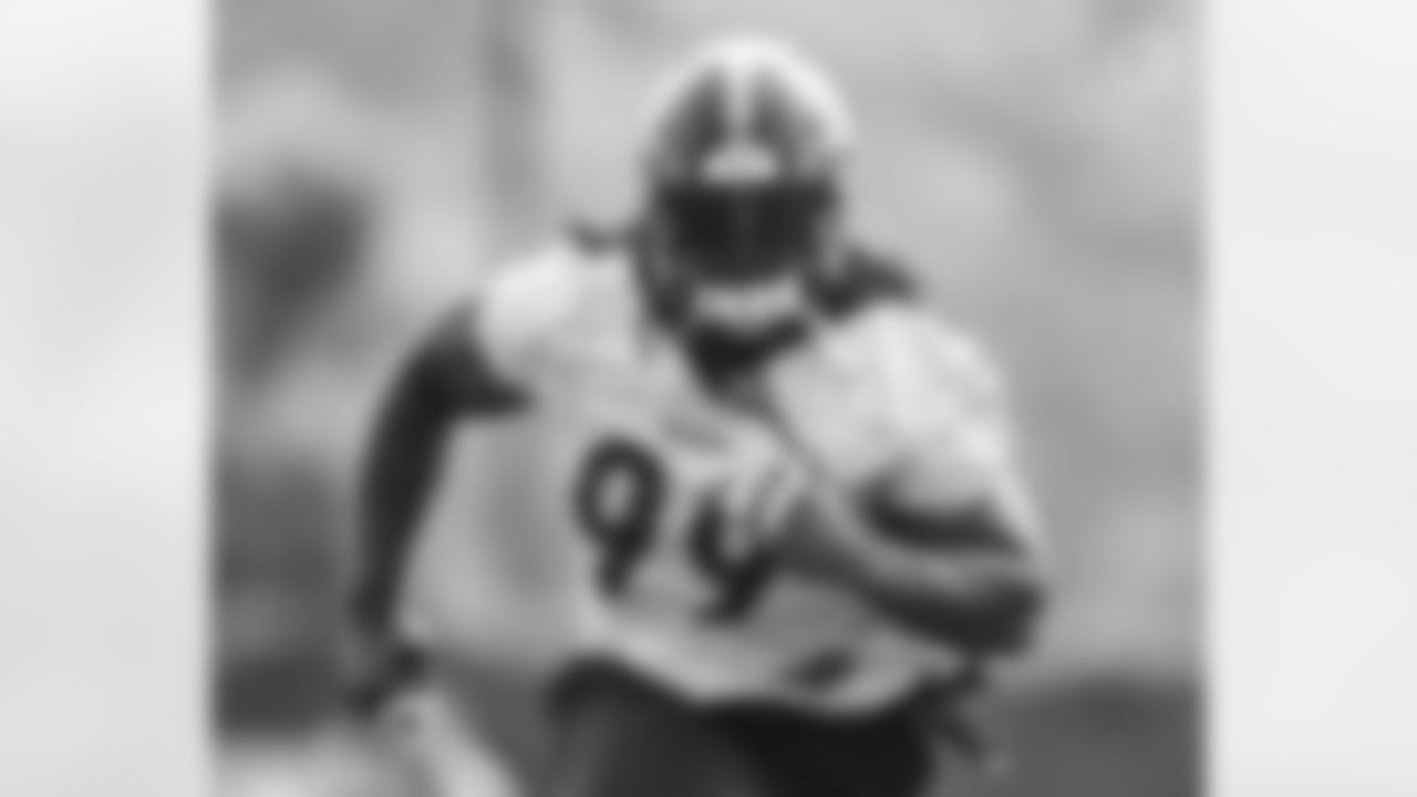 Pittsburgh Steelers defensive tackle Larry Ogunjobi (99) participates in the Organized Team Activities (OTAs), Tuesday June 6, 2023 at the UPMC Rooney Sports Complex. (Abigail Dean / Pittsburgh Steelers)