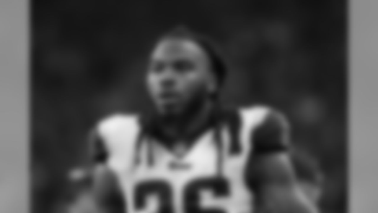 Los Angeles Rams inside linebacker Mark Barron watches against the Detroit Lions during an NFL football game in Detroit, Sunday, Dec. 2, 2018. (AP Photo/Paul Sancya)