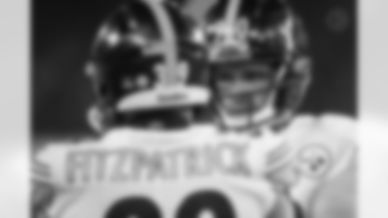 Pittsburgh Steelers safety Minkah Fitzpatrick (39) and Pittsburgh Steelers linebacker T.J. Watt (90) during a regular season game between the Pittsburgh Steelers and the Baltimore Ravens, Sunday, Jan. 1, 2023 in Baltimore, MD. The Steelers defeated the Ravens 16-13. (Karl Roser / Pittsburgh Steelers)