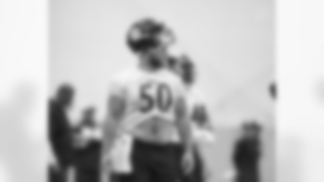 Pittsburgh Steelers center Mike Panasiuk (50) participates in the Steelers rookie minicamp at the UPMC Rooney Sports Complex, Saturday, May 13, 2023 in Pittsburgh, PA. (Karl Roser / Pittsburgh Steelers)