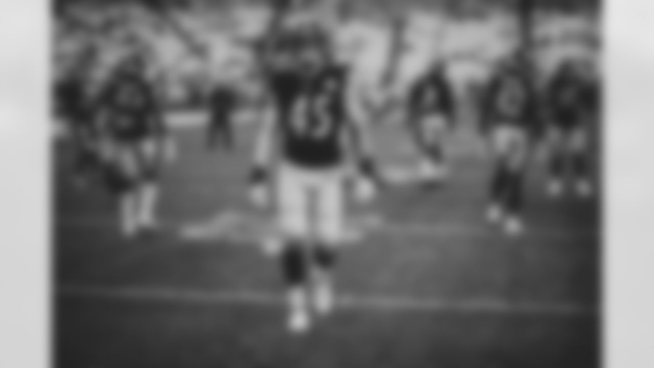 Pittsburgh Steelers linebacker Joe Schobert (45) during a preseason game between the Pittsburgh Steelers and the Detroit Lions, Saturday, Aug. 21, 2021 in Pittsburgh, PA. The Steelers defeated the Lions 26-20. (Karl Roser / Pittsburgh Steelers)