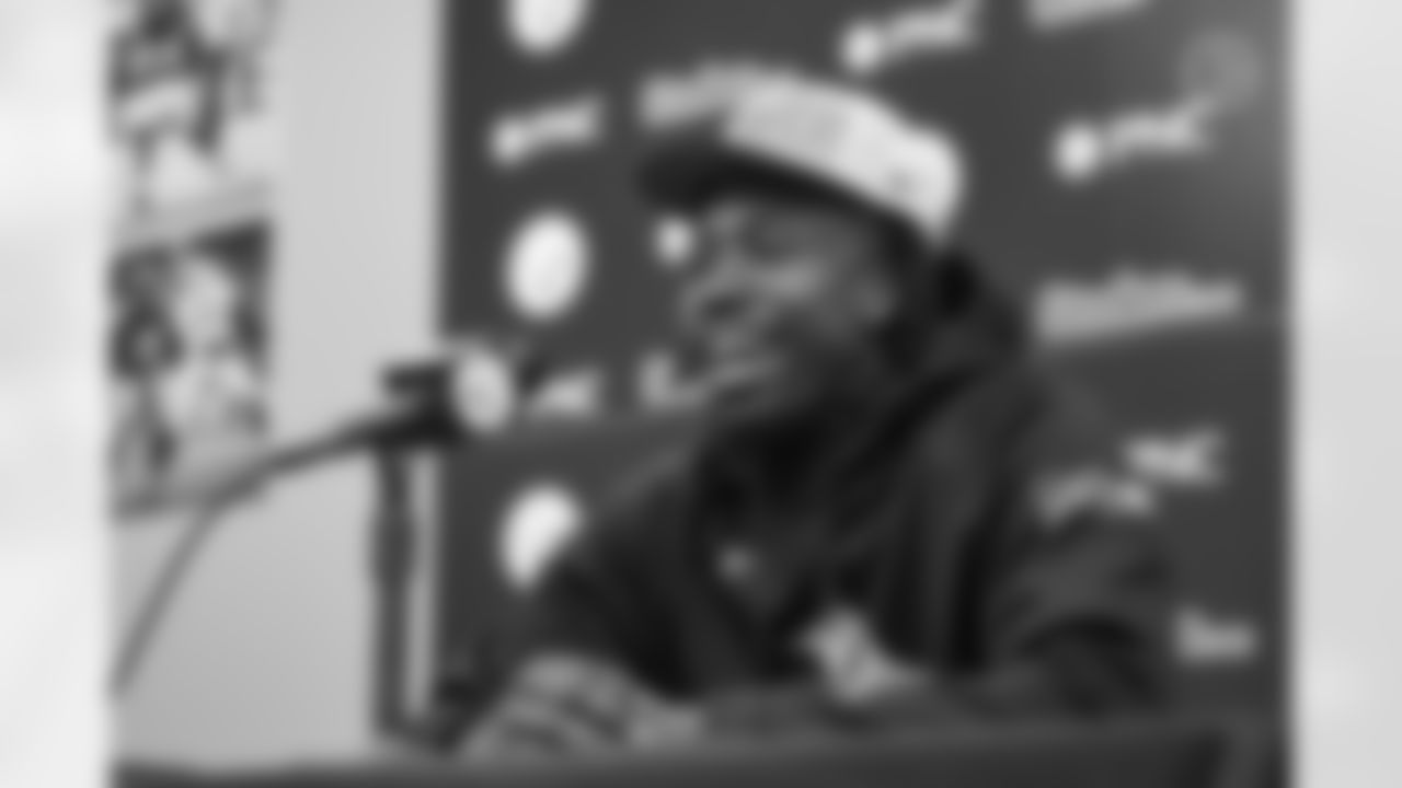 Pittsburgh Steelers second-round pick cornerback Joey Porter Jr. (24) speaks at a press conference at the UPMC Rooney Sports Complexfollowing the NFL Draft, Friday, April 28, 2023 in Pittsburgh, PA. (Abigail Dean / Pittsburgh Steelers)