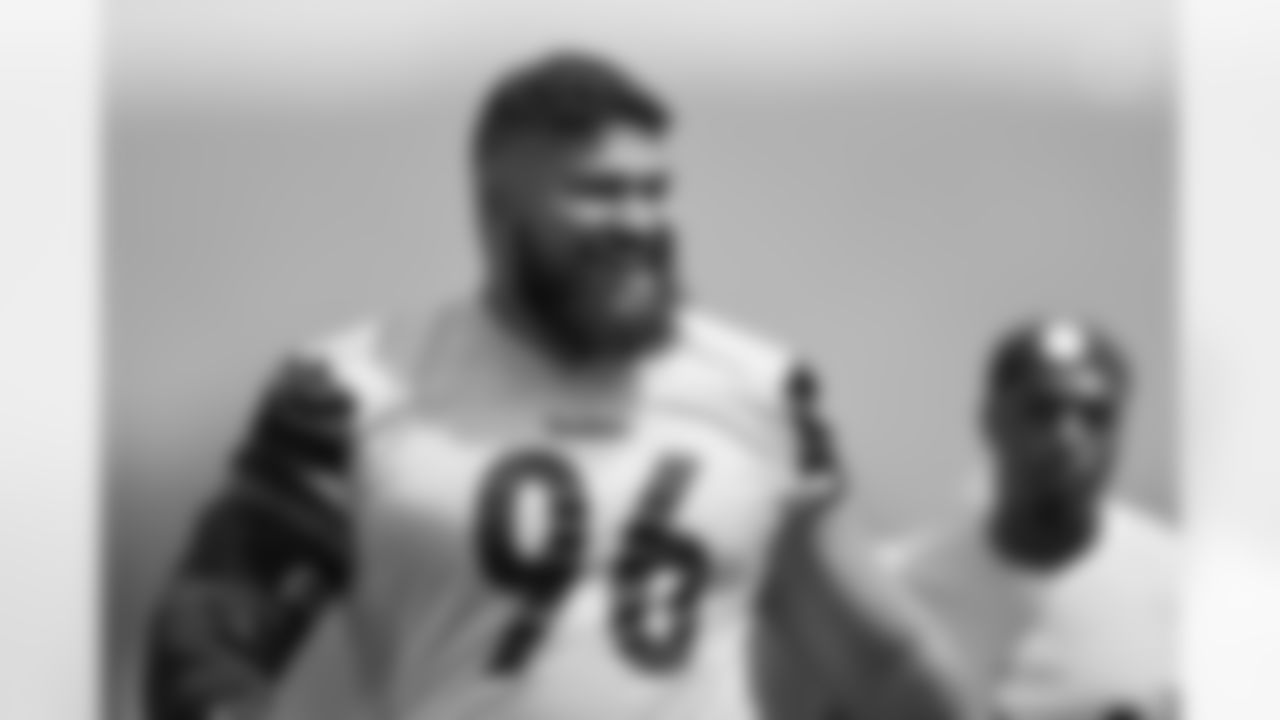 Pittsburgh Steelers nose tackle Breiden Fehoko (96) trains at Saint Vincent College during the 2023 Steelers Training Camp on Thursday, Aug. 3, 2023 in Latrobe, PA. (Karl Roser / Pittsburgh Steelers)