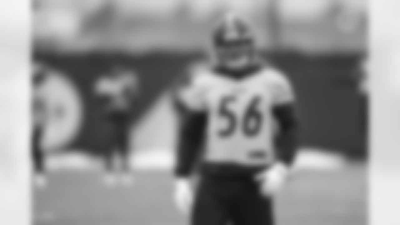Pittsburgh Steelers linebacker Alex Highsmith (56) practices at the UPMC Rooney Sports Complex preparing for a Wild Card Round matchup against the Cleveland Browns, Wednesday, Jan. 6, 2021 in Pittsburgh, PA. (Karl Roser / Pittsburgh Steelers)