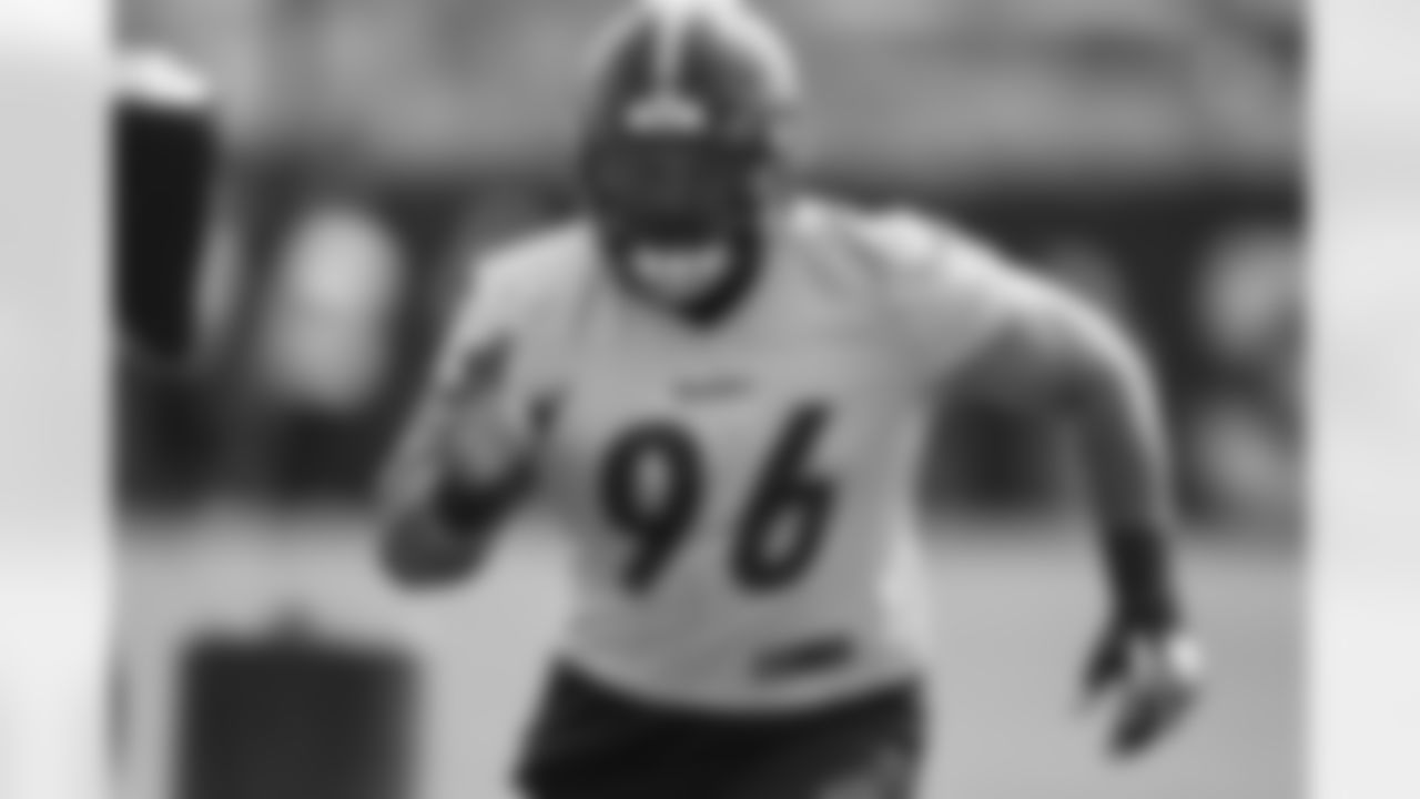Pittsburgh Steelers nose tackle Breiden Fehoko (96) participates in the Organized Team Activities (OTAs), Tuesday May 23, 2023 at the UPMC Rooney Sports Complex. (Karl Roser / Pittsburgh Steelers)
