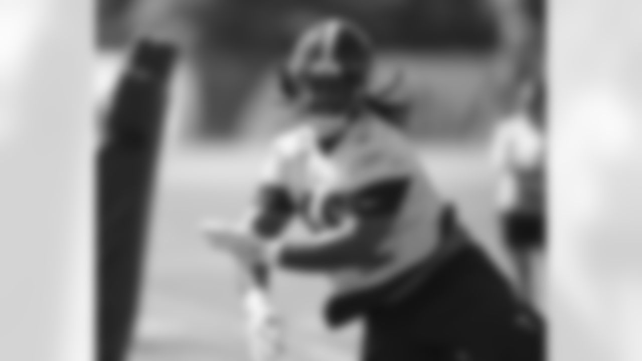 Pittsburgh Steelers defensive tackle Dion Bergan (68) participates in the Steelers rookie minicamp at the UPMC Rooney Sports Complex, Sunday, May 14, 2023 in Pittsburgh, PA. (Karl Roser / Pittsburgh Steelers)