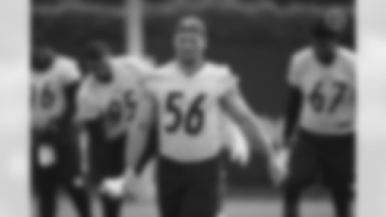 Pittsburgh Steelers linebacker Alex Highsmith (56) participates in the Organized Team Activities (OTAs), Tuesday June 1, 2021 at the UPMC Rooney Sports Complex. (Karl Roser / Pittsburgh Steelers)
