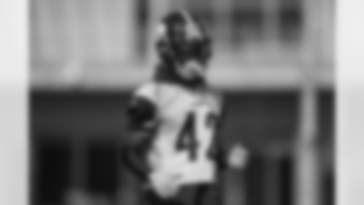 Pittsburgh Steelers cornerback James Pierre (42) during practice at the UPMC Rooney Sports Complex preparing for a Week 3 matchup against the Las Vegas Raiders Thursday, Sept. 21, 2023 in Pittsburgh, PA. (Karl Roser / Pittsburgh Steelers)