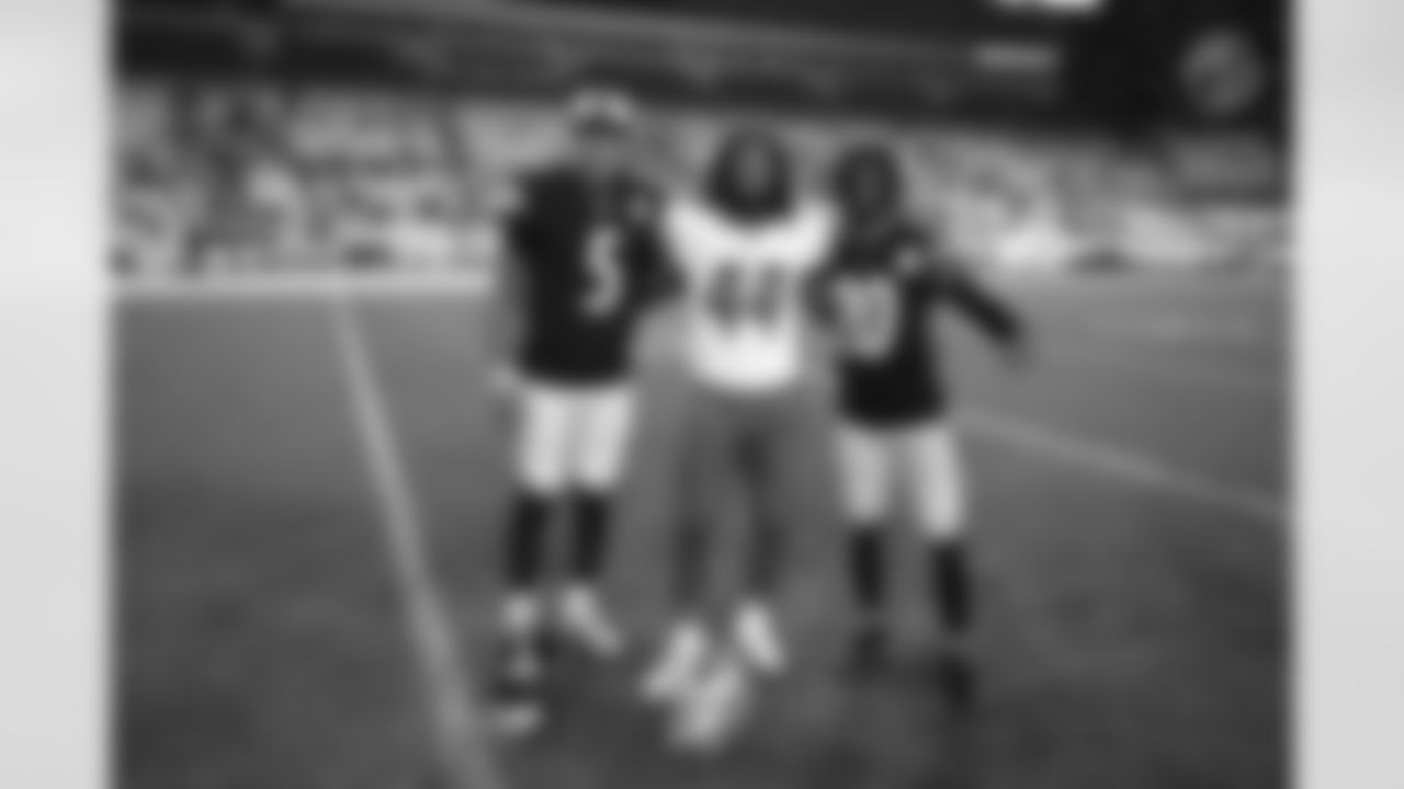 Pittsburgh Steelers quarterback Joshua Dobbs (5) and Pittsburgh Steelers cornerback Cameron Sutton (20) during a preseason game between the Pittsburgh Steelers and the Detroit Lions, Saturday, Aug. 21, 2021 in Pittsburgh, PA. (Karl Roser / Pittsburgh Steelers)