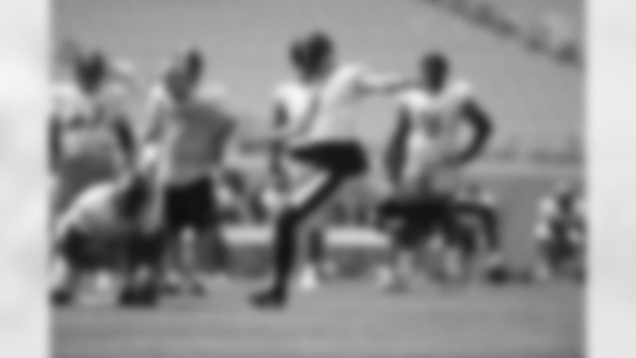 Pittsburgh Steelers kicker Chris Boswell (9) and Pittsburgh Steelers punter Pressley Harvin III (6) train at Heinz Field during the 2021 Steelers Camp, Monday, Aug. 9, 2021 in Pittsburgh, PA. (Karl Roser / Pittsburgh Steelers)