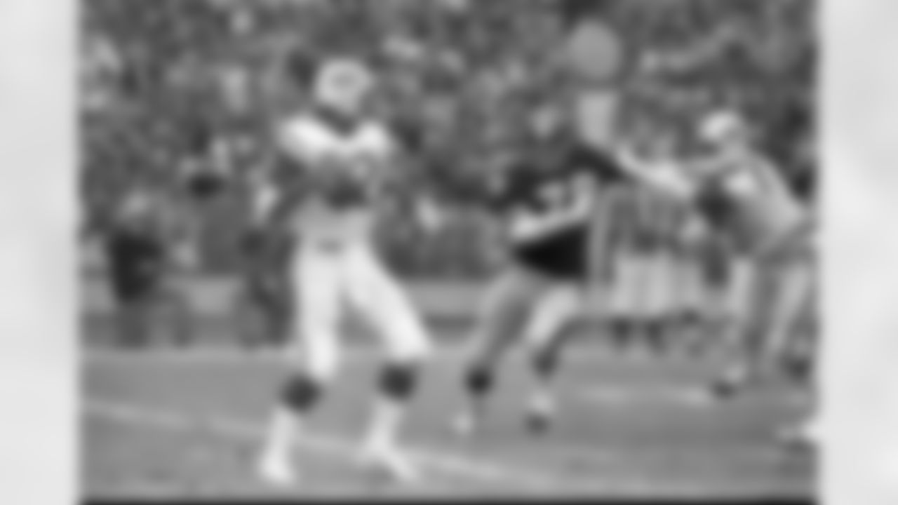 Action shot of defensive end Dwight White #78 during his time with the Pittsburgh Steelers.
