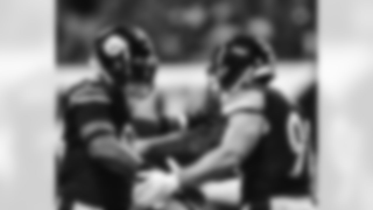 Pittsburgh Steelers linebacker T.J. Watt (90) and Pittsburgh Steelers defensive end DeMarvin Leal (98) during a preseason game between the Pittsburgh Steelers and the Atlanta Falcons, Thursday, Aug. 24, 2023 in Atlanta, GA. (Kyle Hess / Pittsburgh Steelers)