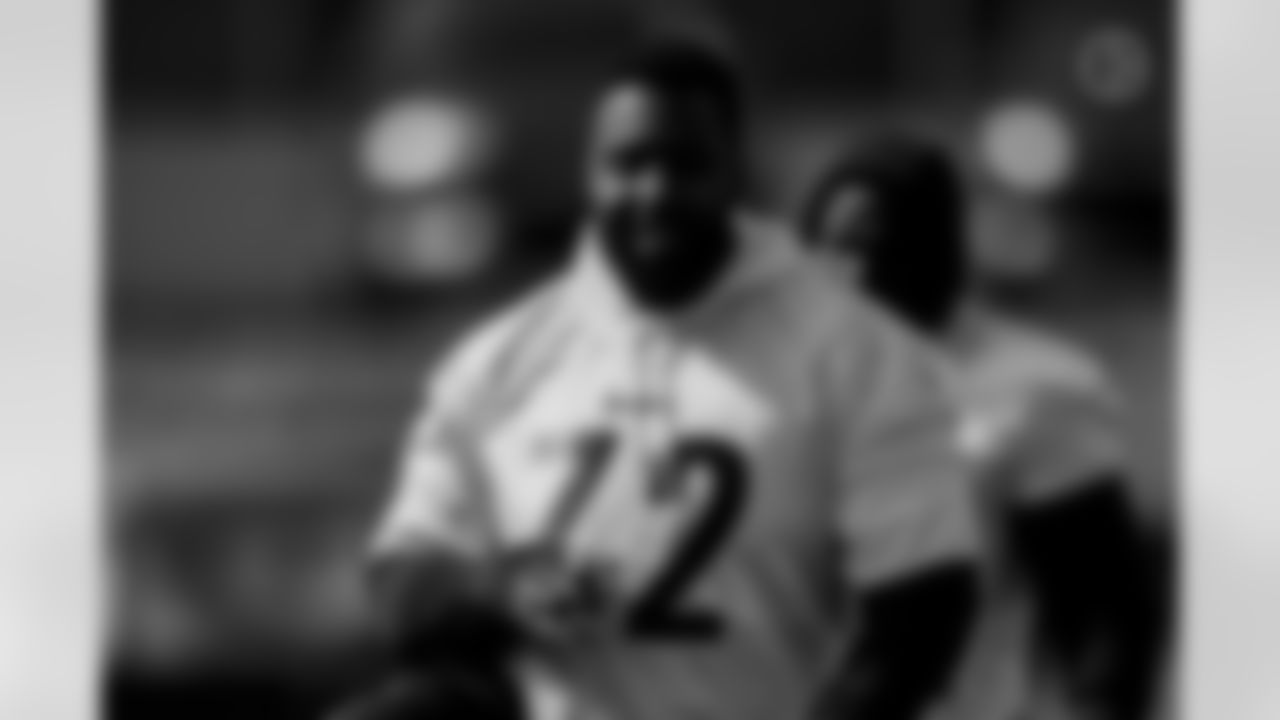 Pittsburgh Steelers offensive lineman Trent Scott (72) during practice at the UPMC Rooney Sports Complex preparing for a Week 7 matchup against the Miami Dolphins, Thursday, Oct. 20, 2022 in Pittsburgh, PA. (Abigail Dean/ Pittsburgh Steelers)
