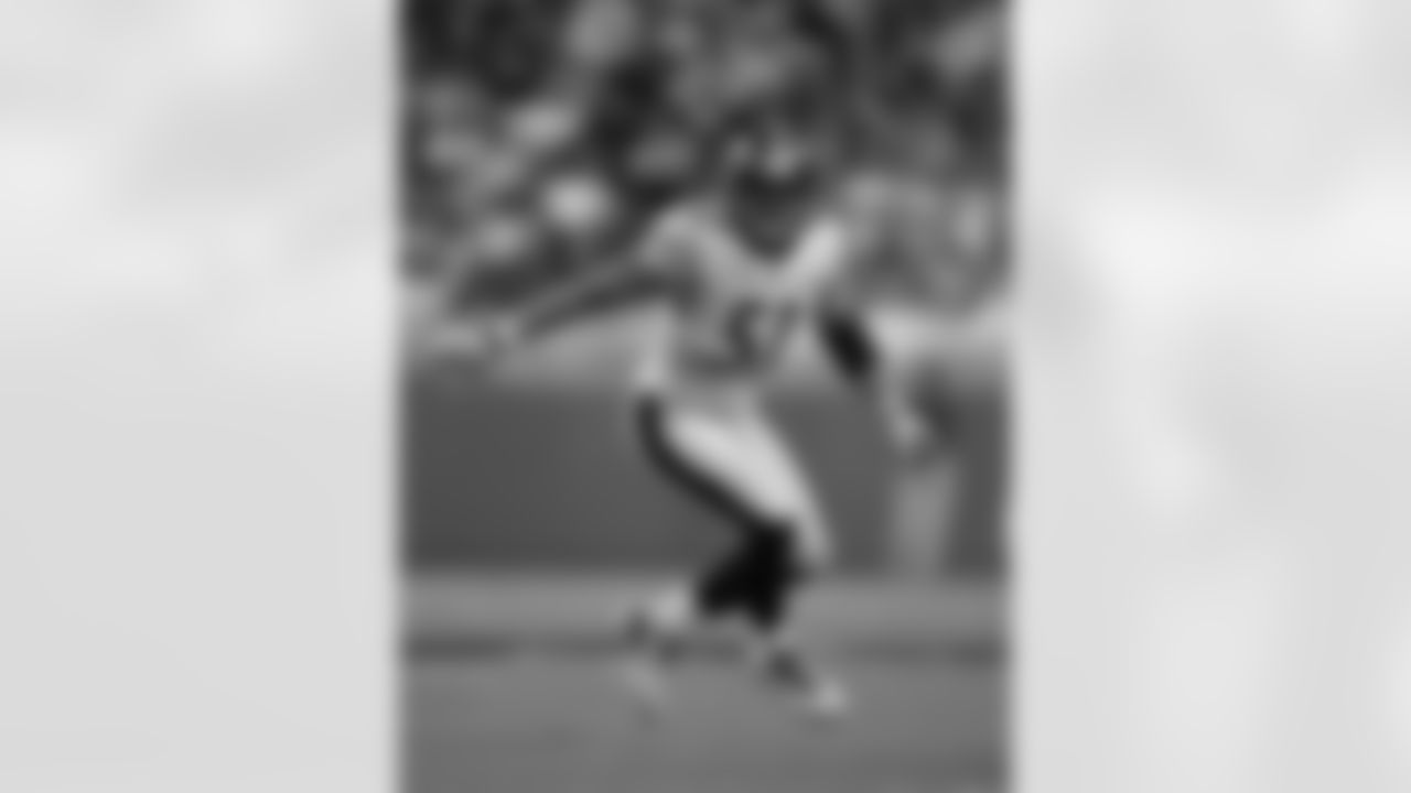 Action shot of linebacker James Farrior #51 during his time with the Pittsburgh Steelers.