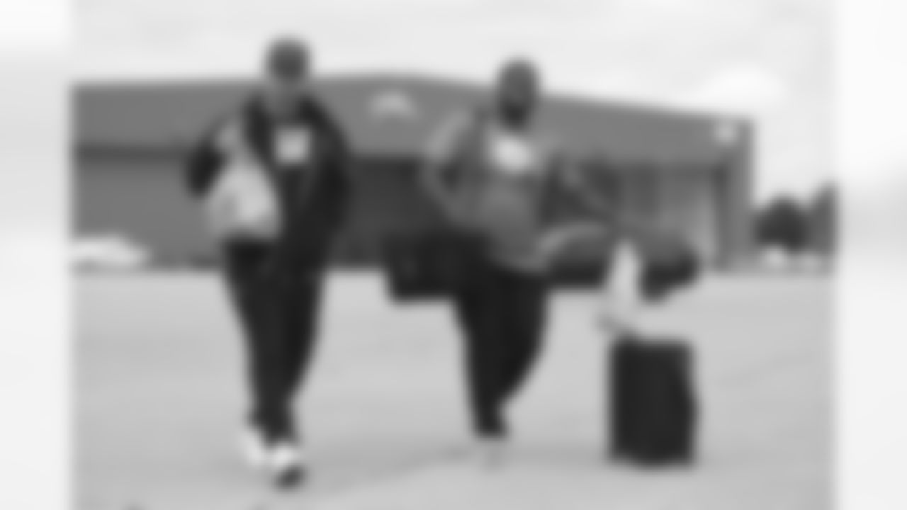 Pittsburgh Steelers long snapper Christian Kuntz (46) and Pittsburgh Steelers punter Pressley Harvin III (6) travel to Tampa Bay for the Week 1 preseason matchup against the Tampa Bay Buccaneers, Thursday, Aug. 10, 2023. (Karl Roser / Pittsburgh Steelers)