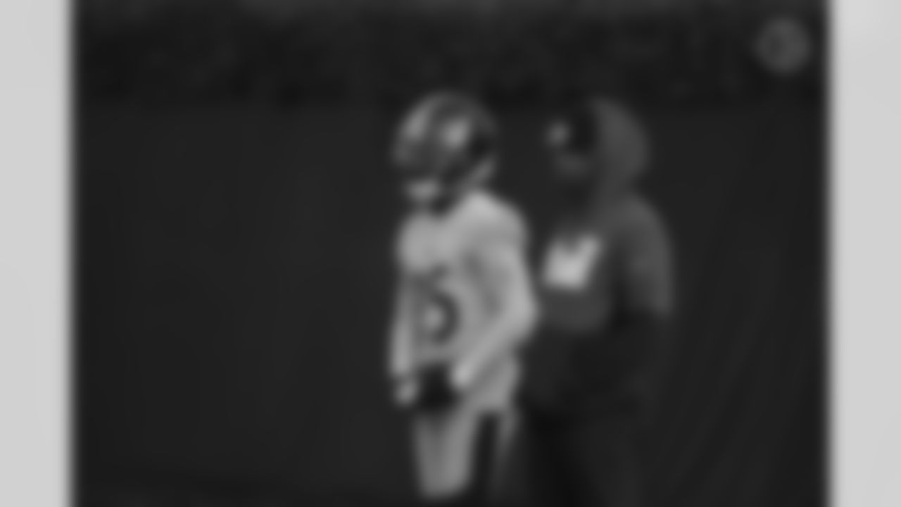 Pittsburgh Steelers safety Arthur Maulet (35) and Pittsburgh Steelers Secondary Coach Grady Brown during practice at the UPMC Rooney Sports Complex preparing for a Week 15 matchup against the Tennessee Titans, Friday, Dec. 17, 2021 in Pittsburgh, PA. (Karl Roser / Pittsburgh Steelers)