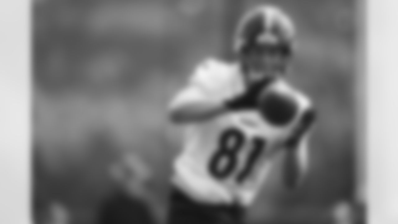 Pittsburgh Steelers tight end Zach Gentry (81) participates in the Organized Team Activities (OTAs), Wednesday May 24, 2023 at the UPMC Rooney Sports Complex. (Karl Roser / Pittsburgh Steelers)