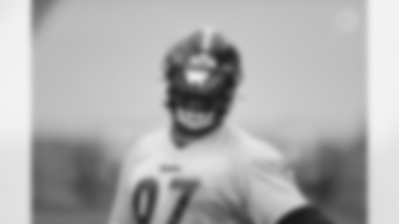 Pittsburgh Steelers defensive tackle Cameron Heyward (97) trains at Heinz Field during the 2021 Steelers Camp, Thursday, Aug. 19, 2021 in Pittsburgh, PA. (Karl Roser / Pittsburgh Steelers)