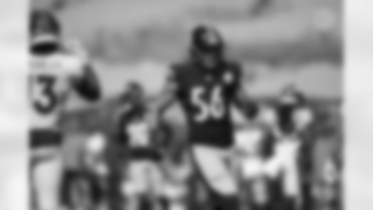 Pittsburgh Steelers linebacker Alex Highsmith (56) during a regular season game between the Pittsburgh Steelers and the Denver Broncos, Sunday, Sept. 20, 2020 in Pittsburgh, PA. The Steelers defeated the Broncos 26-21. (Karl Roser / Pittsburgh Steelers)