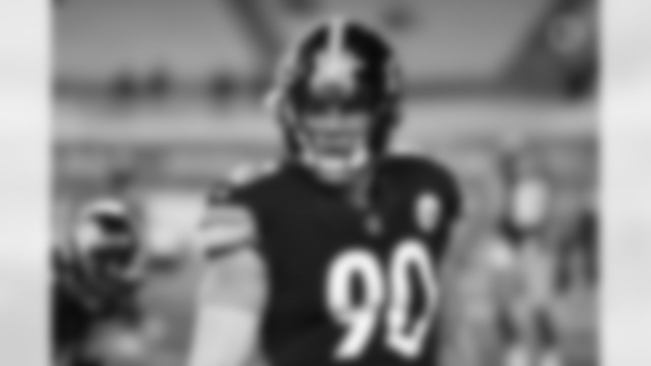 Pittsburgh Steelers linebacker T.J. Watt (90) during a postseason Wild Card Round game between the Pittsburgh Steelers and the Cleveland Browns, Sunday, Jan. 10, 2021 in Pittsburgh, PA. (Karl Roser / Pittsburgh Steelers)