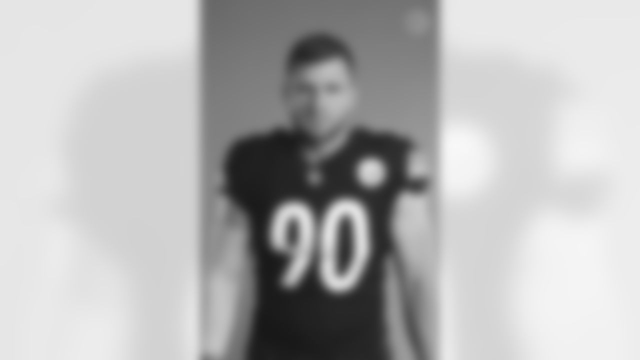 Pittsburgh Steelers linebacker T.J. Watt (90) poses for a photo during the Steelers 2021 media day, Saturday, July 24, 2021 in Pittsburgh, PA. (Karl Roser / Pittsburgh Steelers)