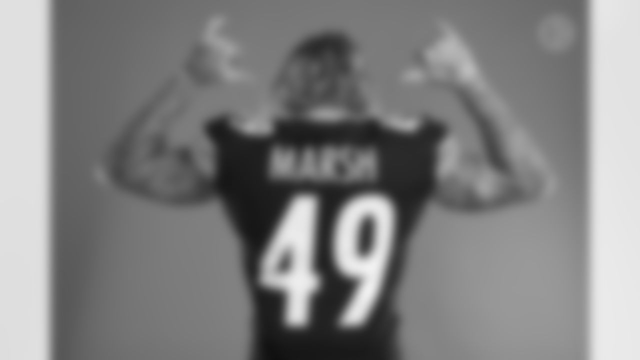 Pittsburgh Steelers defensive end Cassius Marsh (49) poses for a photo during the Steelers 2021 media day, Saturday, July 24, 2021 in Pittsburgh, PA. (Caitlyn Epes / Pittsburgh Steelers)