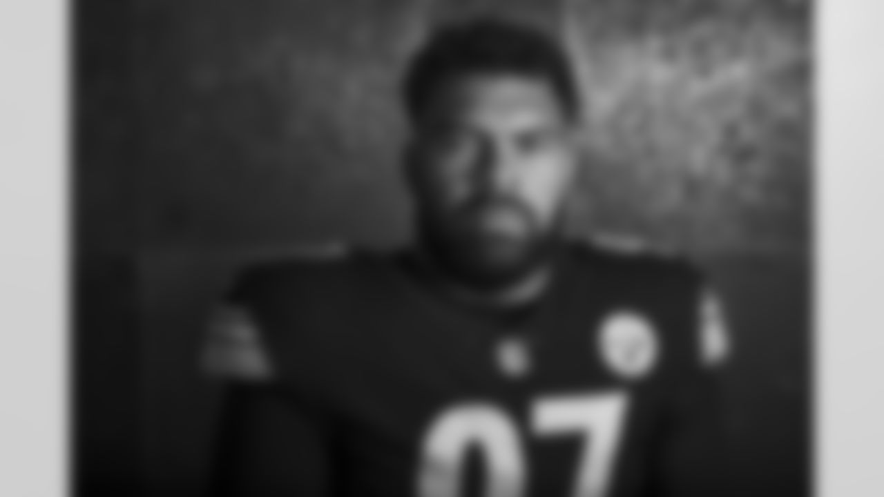 Pittsburgh Steelers defensive tackle Cameron Heyward (97) poses for a photo during the Steelers 2021 media day, Saturday, July 24, 2021 in Pittsburgh, PA. (Karl Roser / Pittsburgh Steelers)