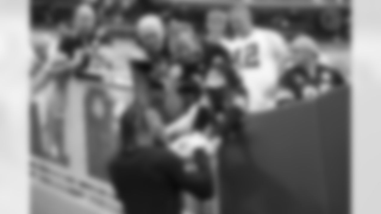 Steelers fans with Pittsburgh Steelers cornerback Joe Haden (23) during a regular season game between the Pittsburgh Steelers and the Green Bay Packers, Sunday, Oct. 3, 2021 in Green Bay, WI. The Packers beat the Steelers 27-17. (Aaron Gash / Pittsburgh Steelers)