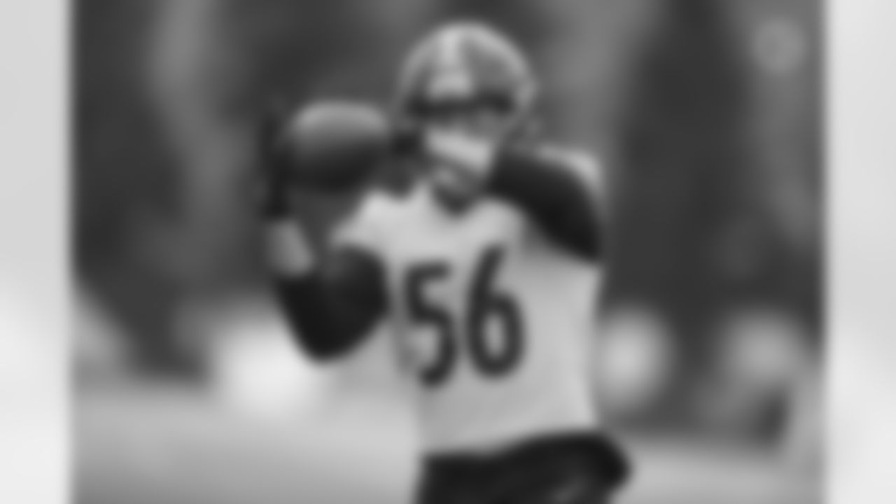 Pittsburgh Steelers linebacker Alex Highsmith (56) practices at the UPMC Rooney Sports Complex preparing for a Week 6 matchup against the Cleveland Browns, Friday, Oct. 16, 2020 in Pittsburgh, PA. (Karl Roser / Pittsburgh Steelers)