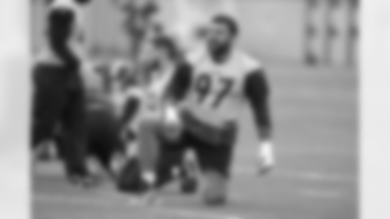 Pittsburgh Steelers defensive tackle Cameron Heyward (97) during practice at the UPMC Rooney Sports Complex preparing for a Week 8 matchup against the Jacksonville Jaguars Thursday, Oct. 26, 2023 in Pittsburgh, PA. (Karl Roser / Pittsburgh Steelers)