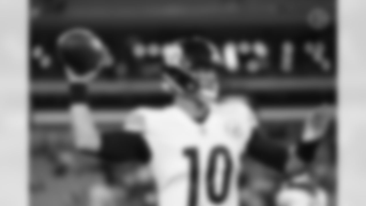 Pittsburgh Steelers quarterback Mitch Trubisky (10) during a regular season game between the Pittsburgh Steelers and the Cleveland Browns, Thursday, Sept. 22, 2022 in Cleveland, OH. (Karl Roser / Pittsburgh Steelers)