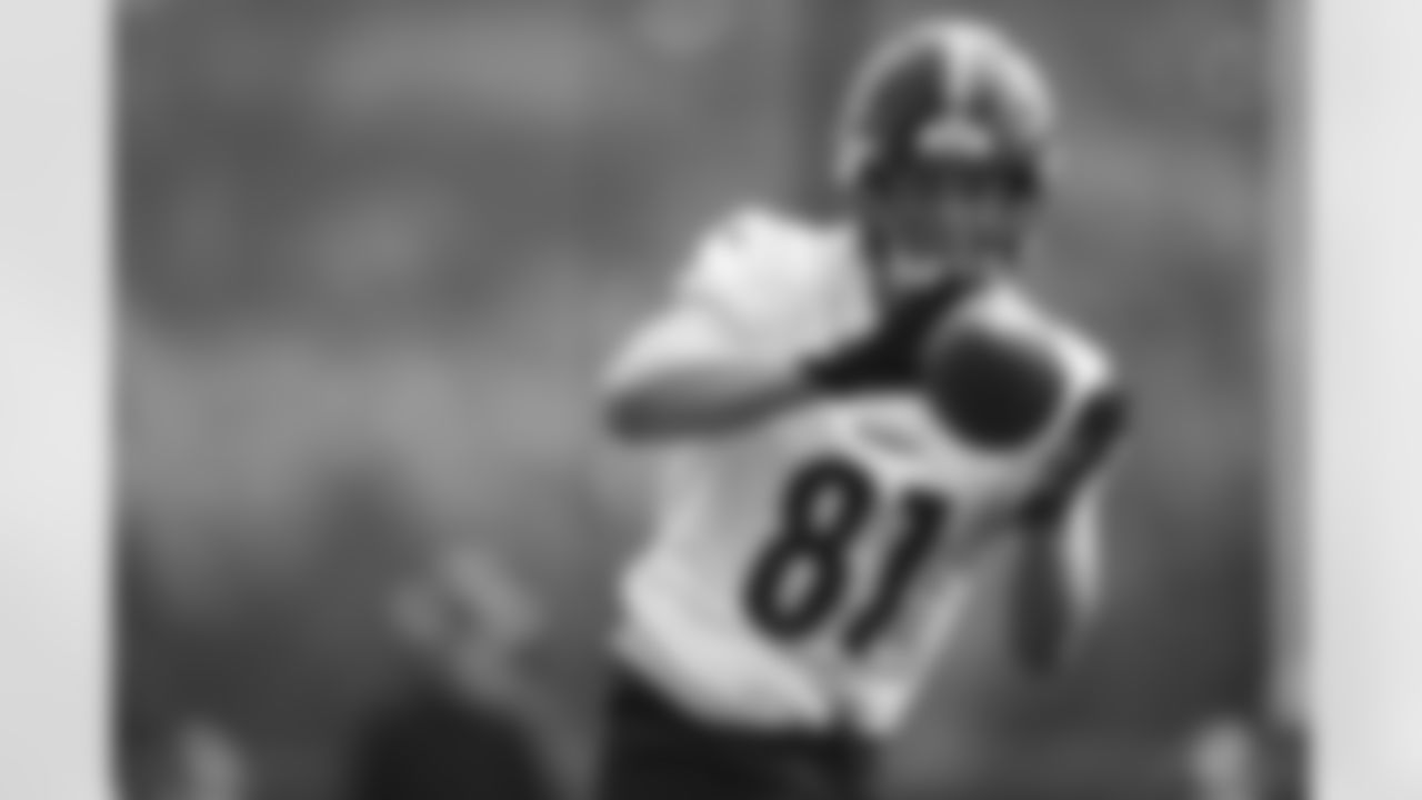 Pittsburgh Steelers tight end Zach Gentry (81) participates in the Organized Team Activities (OTAs), Wednesday May 24, 2023 at the UPMC Rooney Sports Complex. (Karl Roser / Pittsburgh Steelers)