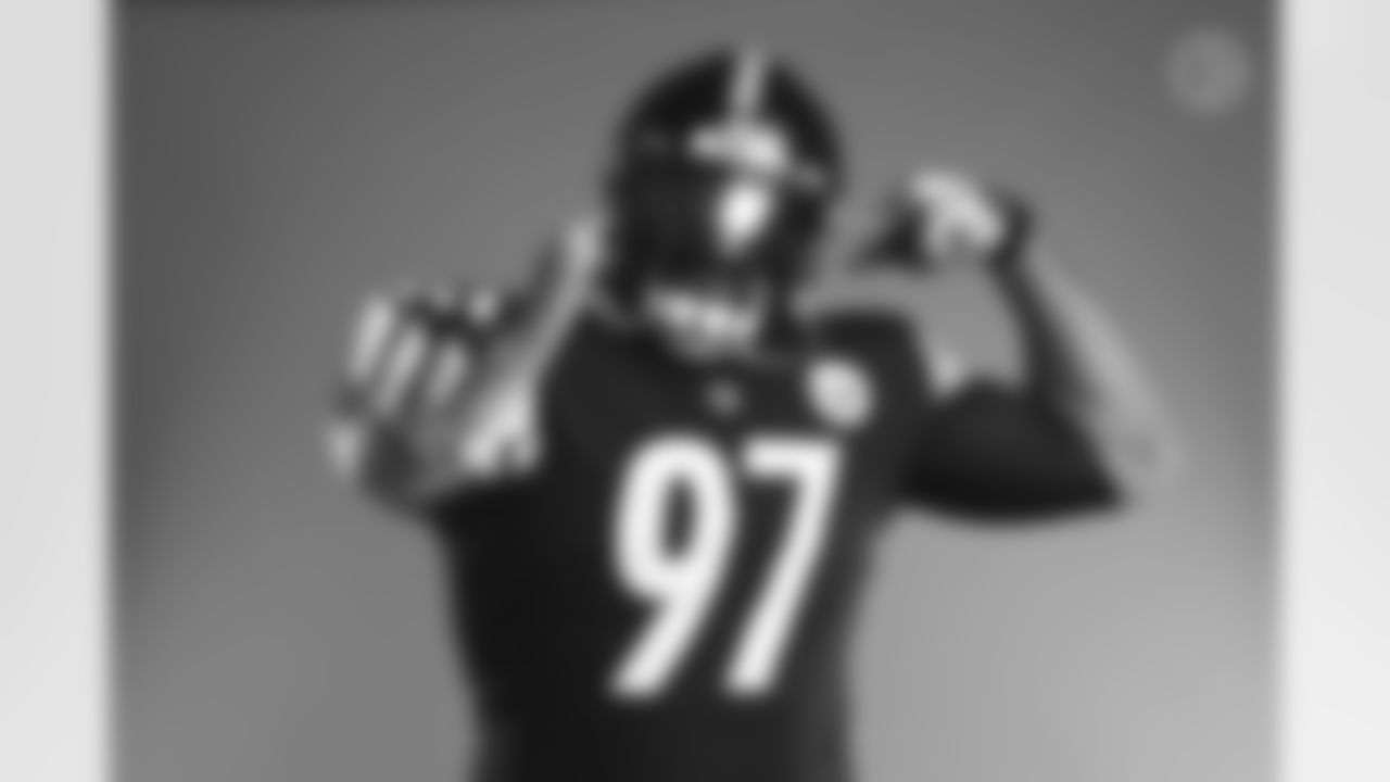 Pittsburgh Steelers defensive tackle Cameron Heyward (97) poses for a photo during the Steelers 2021 media day, Saturday, July 24, 2021 in Pittsburgh, PA. (Karl Roser / Pittsburgh Steelers)
