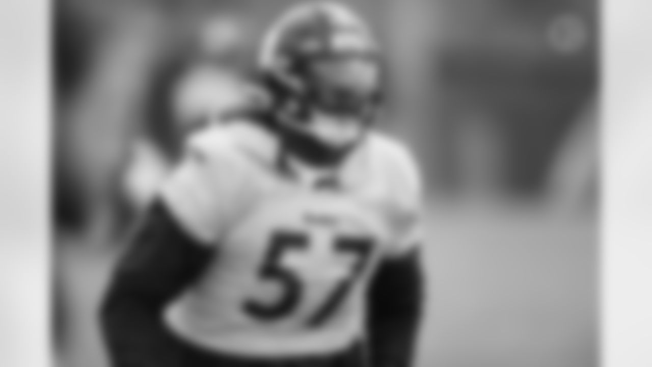 Pittsburgh Steelers defensive tackle Montravius Adams (57) during practice at the UPMC Rooney Sports Complex preparing for a Week 17 matchup against the Cleveland Browns, Friday, Dec. 31, 2021 in Pittsburgh, PA. (Karl Roser / Pittsburgh Steelers)