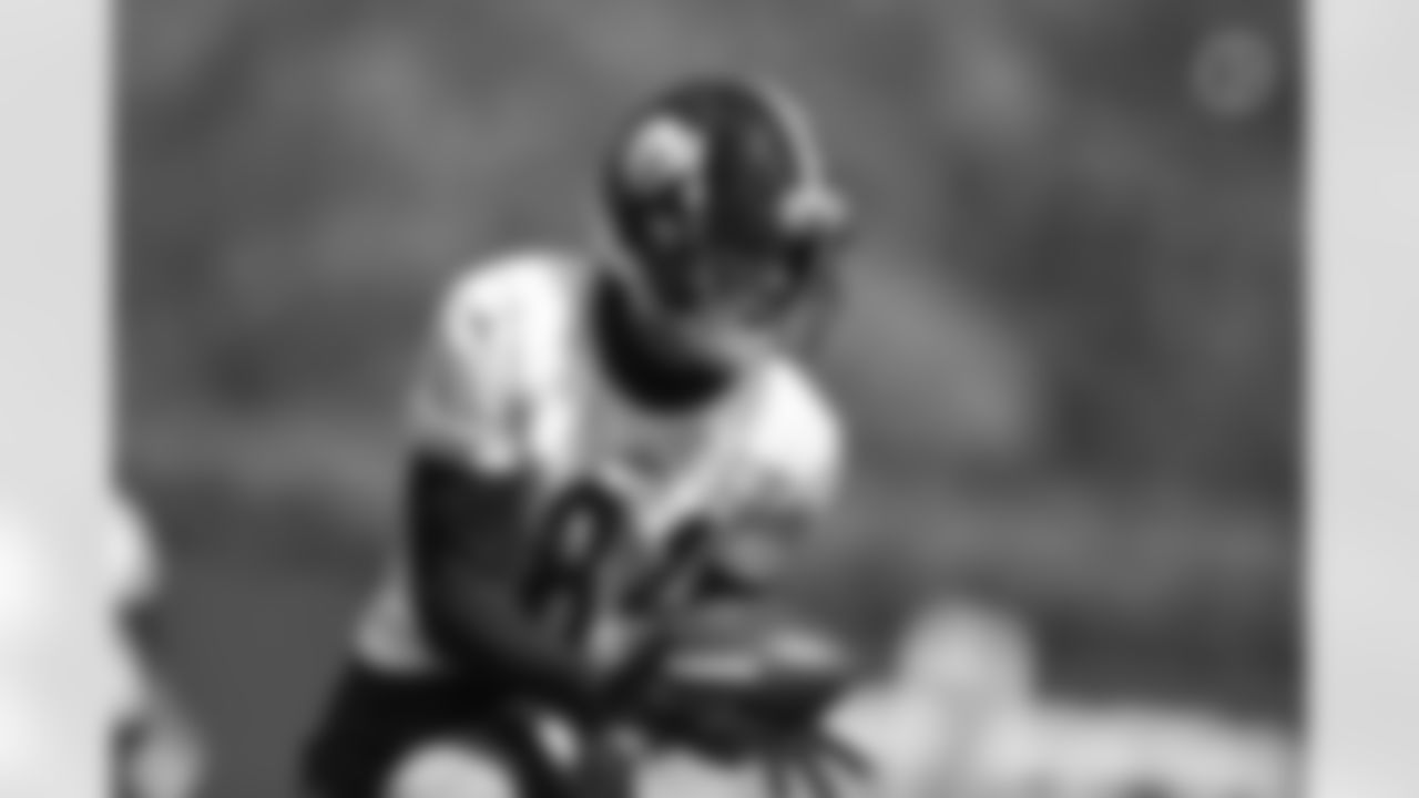Pittsburgh Steelers wide receiver Rico Bussey (84) practices at the UPMC Rooney Sports Complex during rookie minicamp, Saturday, May 15, 2021 in Pittsburgh, PA. (Karl Roser / Pittsburgh Steelers)