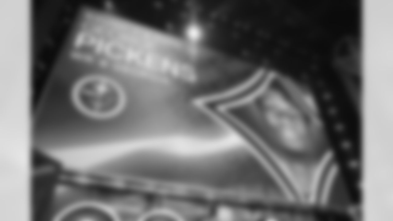 Detail view of the video board showing the Pittsburgh Steelers round two pick George Pickens during the 2022 NFL Draft on Friday, April 29, 2022 in Las Vegas, Nevada. (Mikey Owens/NFL)