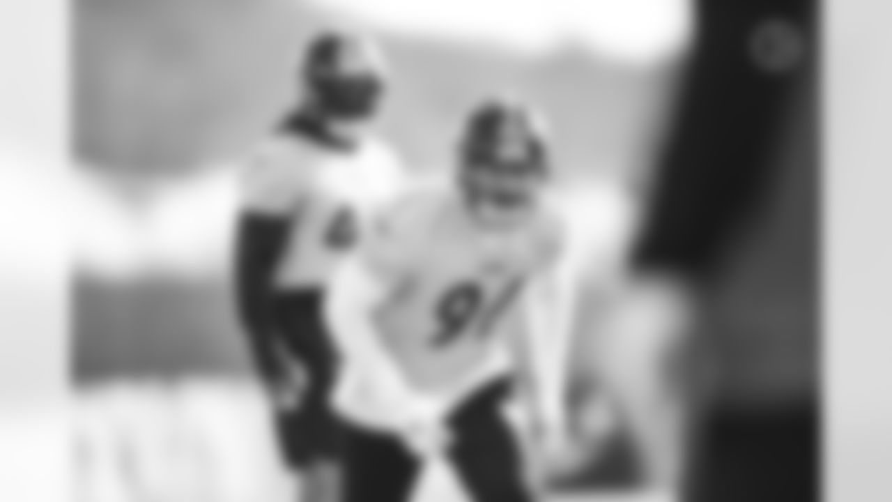 Pittsburgh Steelers defensive end Mika Tafua (96) during practice at the UPMC Rooney Sports Complex preparing for a Week 18 matchup against the Cleveland Browns Thursday, Jan. 5, 2023 in Pittsburgh, PA. (Abigail Dean / Pittsburgh Steelers)