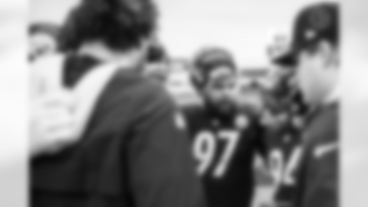 Pittsburgh Steelers defensive tackle Cameron Heyward (97) during a regular season game between the Pittsburgh Steelers and the Buffalo Bills, Sunday, Sept. 12, 2021 in Buffalo, NY. The Steelers beat the Bills 23-16. (Caitlyn Epes / Pittsburgh Steelers)