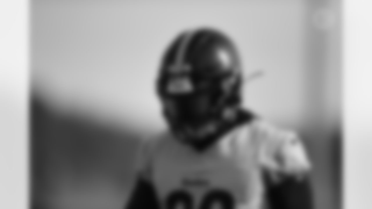 Pittsburgh Steelers linebacker Olasunkanmi Adeniyi (92) practices at the UPMC Rooney Sports Complex preparing for a Week 9 matchup against the Dallas Cowboys, Thursday, Nov. 5, 2020 in Pittsburgh, PA. (Karl Roser / Pittsburgh Steelers)