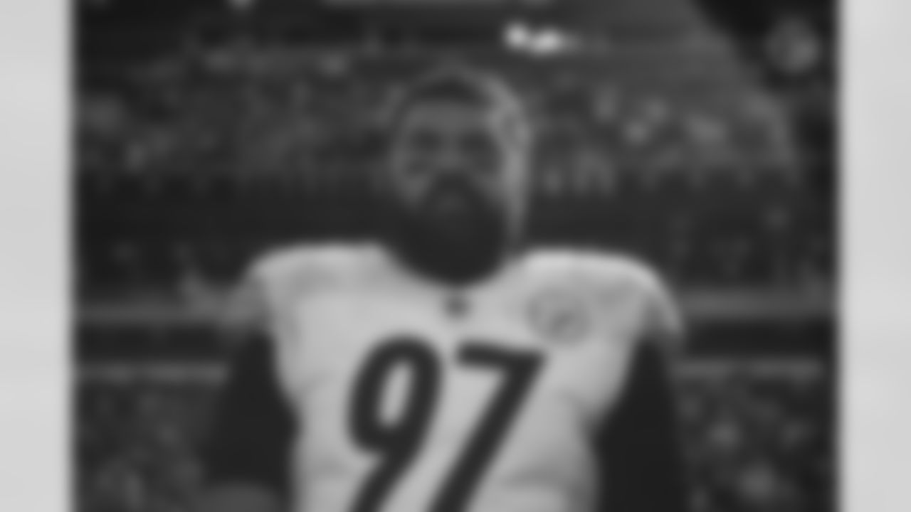 Pittsburgh Steelers defensive tackle Cameron Heyward (97) during a regular season game between the Pittsburgh Steelers and the Cleveland Browns, Sunday, Oct. 31, 2021 in Cleveland, OH. The Steelers beat the Browns 15-10. (Caitlyn Epes / Pittsburgh Steelers)