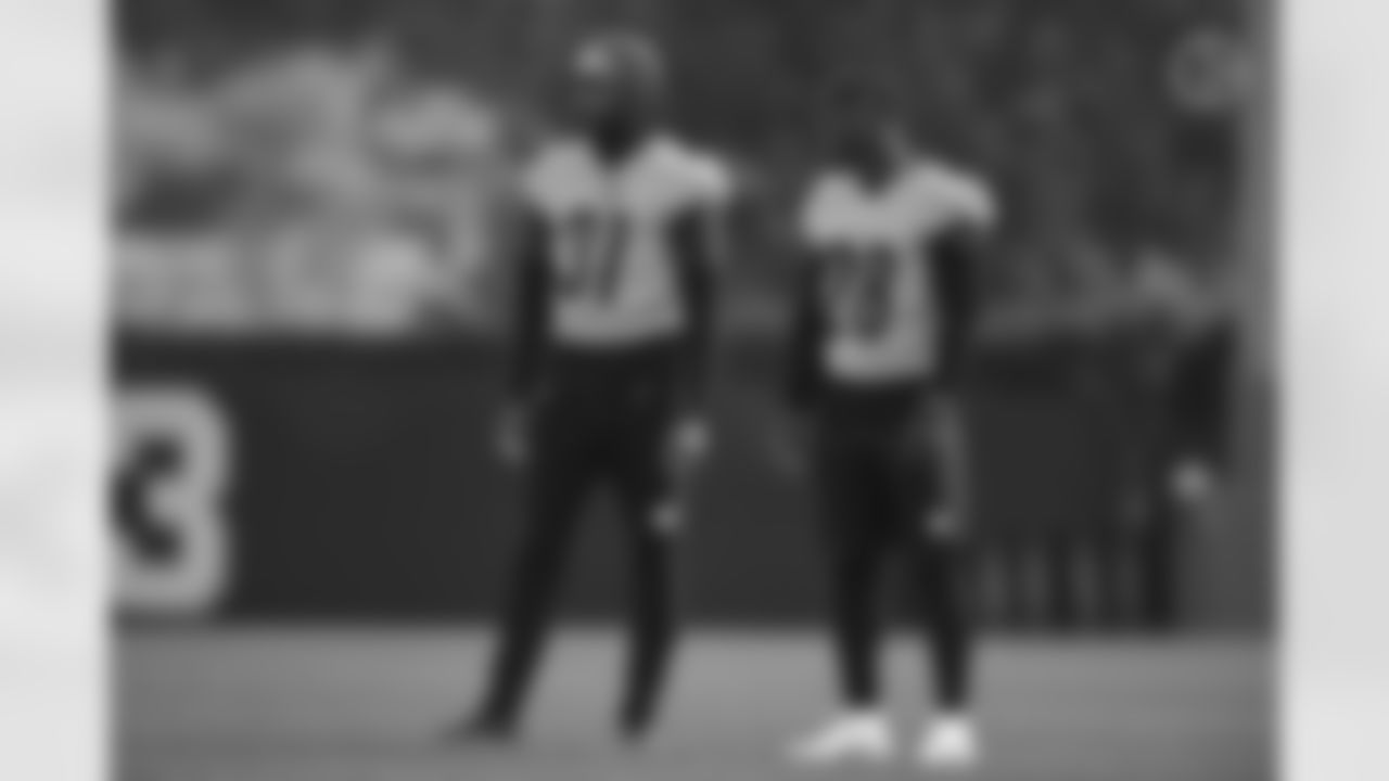 Pittsburgh Steelers cornerback Justin Layne (31) and Pittsburgh Steelers cornerback Mike Hilton (28) practice at the UPMC Rooney Sports Complex preparing for a Week 5 matchup against the Philadelphia Eagles, Monday, Oct. 5, 2020 in Pittsburgh, PA. (Karl Roser / Pittsburgh Steelers)
