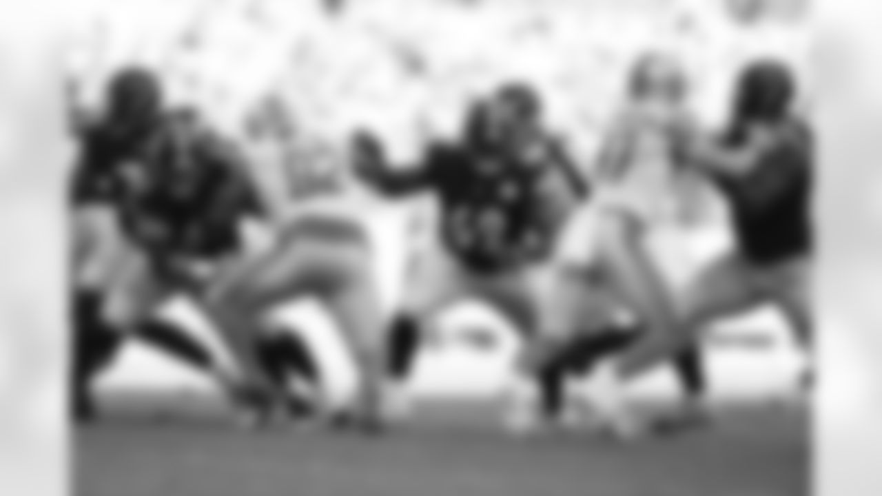 Pittsburgh Steelers center Mason Cole (61) and Pittsburgh Steelers offensive lineman Kevin Dotson (69) during a preseason gae between the Pittsburgh Steelers and the Detroit Lions, Sunday, Aug. 28, 2022 in Pittsburgh, PA. (Karl Roser / Pittsburgh Steelers)